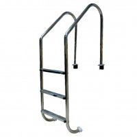 Лестница L, 2 ступ. с накладкой люкс, нерж. AISI-304 (широкий борт)