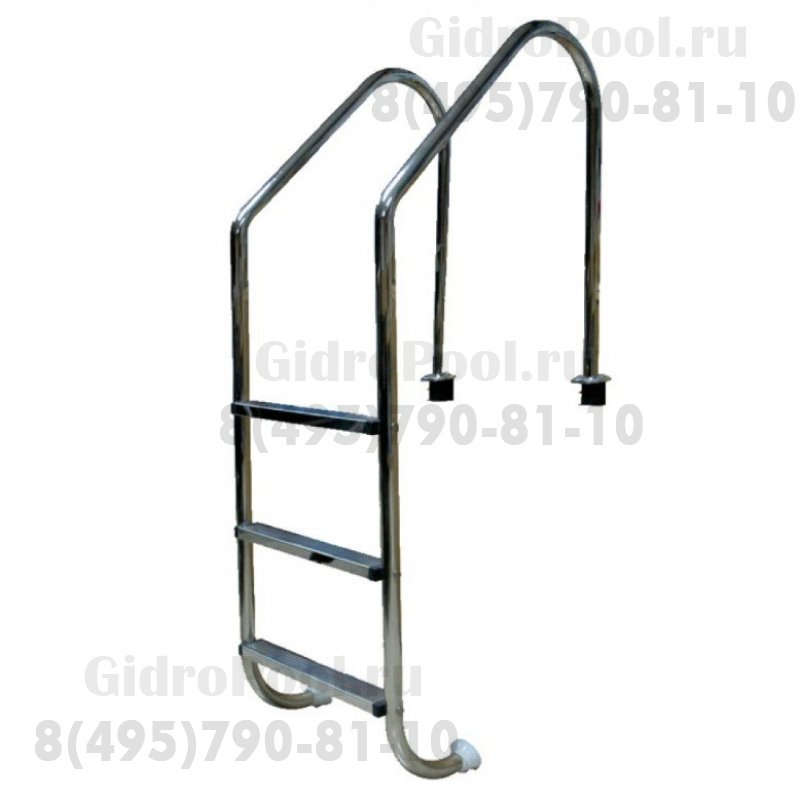 Лестница L, 3 ступ. с накладкой люкс, нерж. AISI-304 (широкий борт)