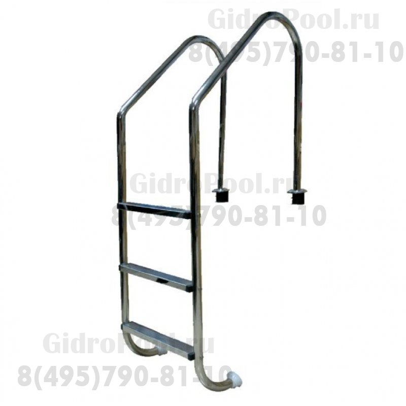 Лестница 2 ступ. с накладкой люкс, нерж. AISI-316 (широкий борт)
