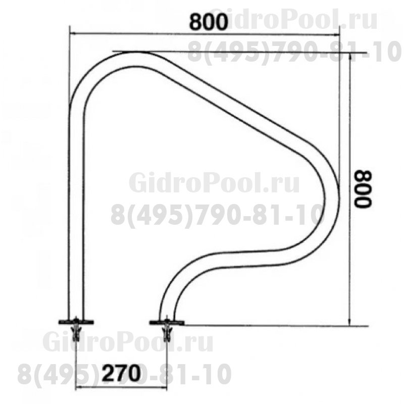 Поручень для выхода из бассейна 800 х 800мм., AISI-316 (2шт.)