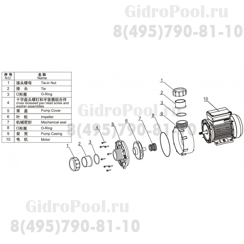 Насос (0,9кВт 220B 22,9 м3/ч h 6м в.ст.) Mayer Schwimmbad LX WTC120-AB