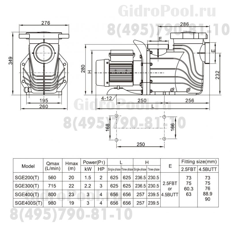 Насос (2,2кВт 380B 39,8 м3/ч h 8м в.ст.) Mayer Schwimmbad LX SGE300T