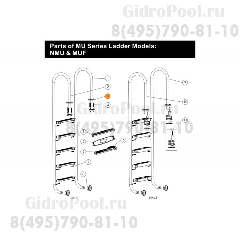 Накладка из нерж.стали для лестницы AISI-304 Emaux 03016046