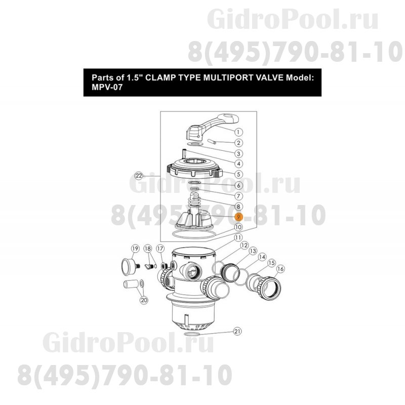 Клапан переключения режимов 6-ти поз. вентиля Emaux (Opus) MPV-07 89280701/Е190118