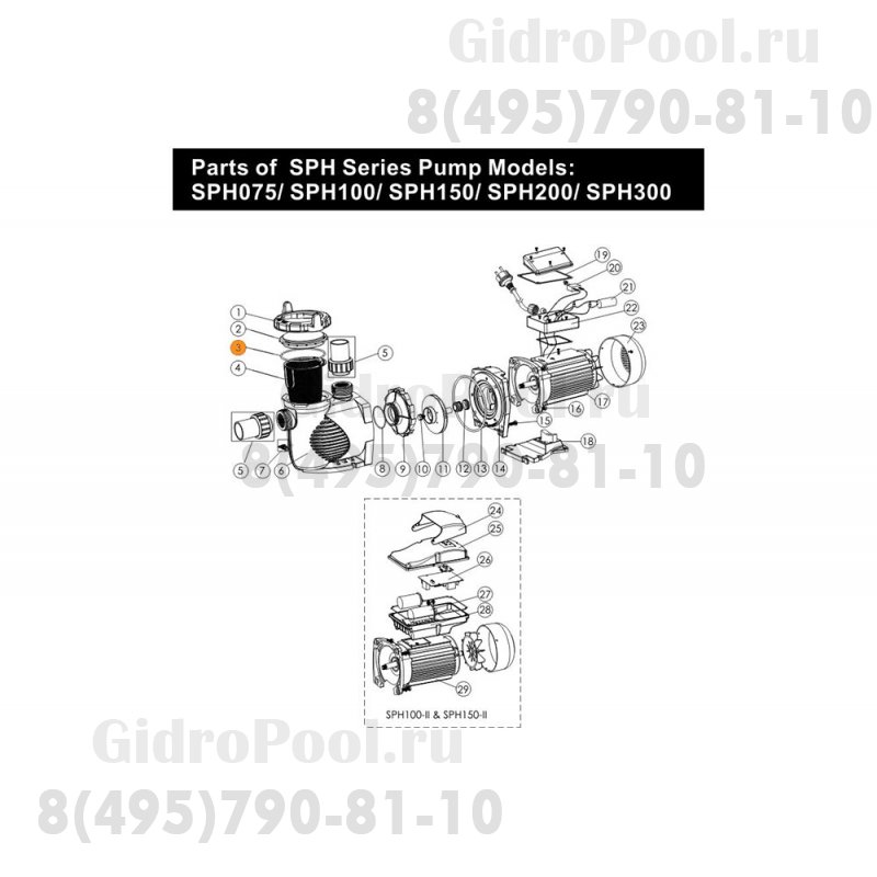 Прокладка-кольцо крышки префильтра насоса SPH Emaux 02010253