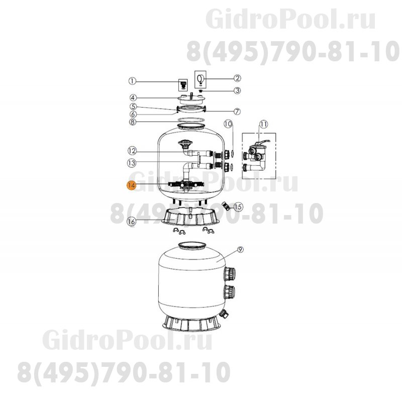 Сепаратор 115 мм фильтра S450; V400 - V450 Emaux (01172007)