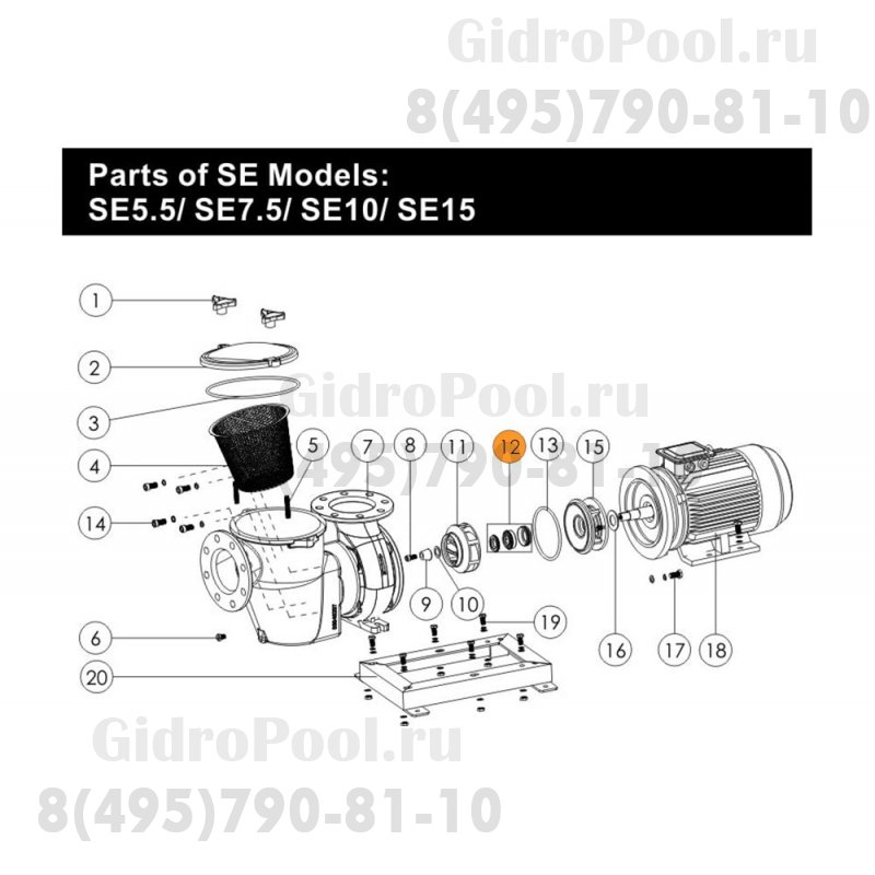 Сальник (компл.) насоса SE 10 - SE 15 Emaux 04015021