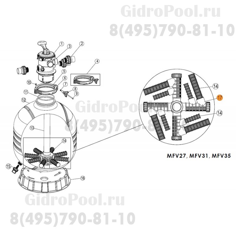 Сепаратор фильтра MFV35 900 Emaux (89012516)