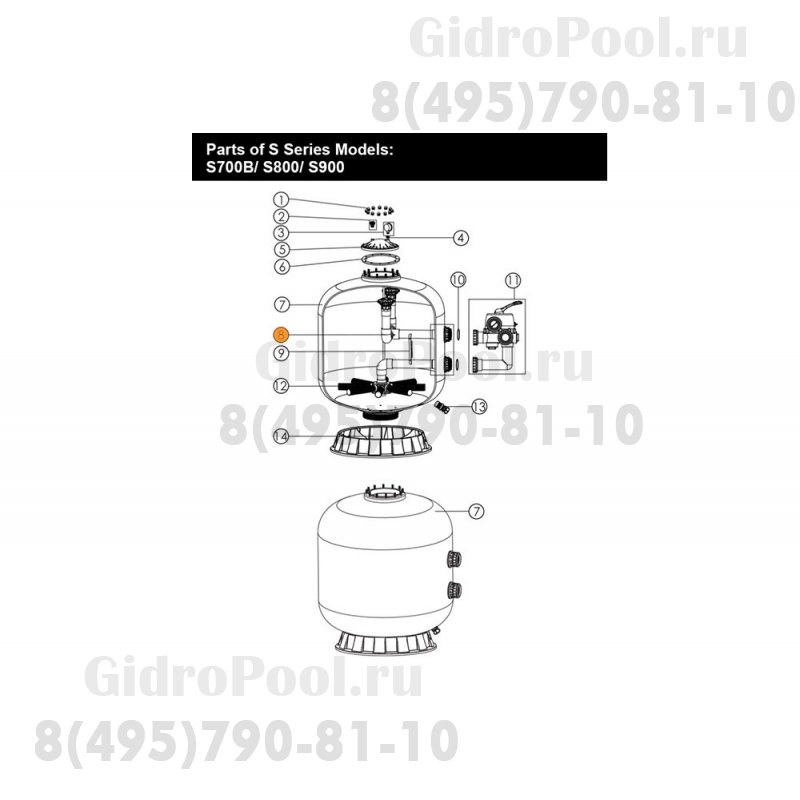 Диффузор фильтра (бок.подсоед.) S900Emaux (89011210/E011106)