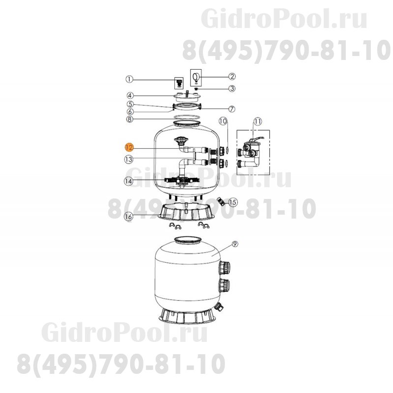Диффузор фильтра Emaux (бок.подсоед.) S450 Emaux (89010708)
