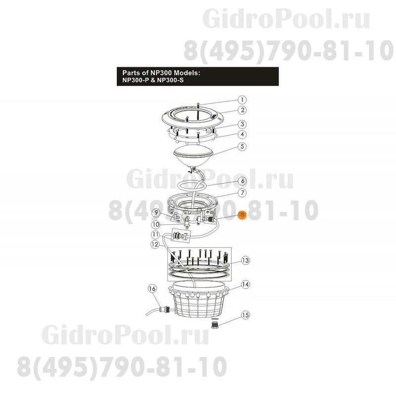 Сальник для герметизации кабеля прожектора в крышке контактов лампы (из 2ч.) Emaux 89041601