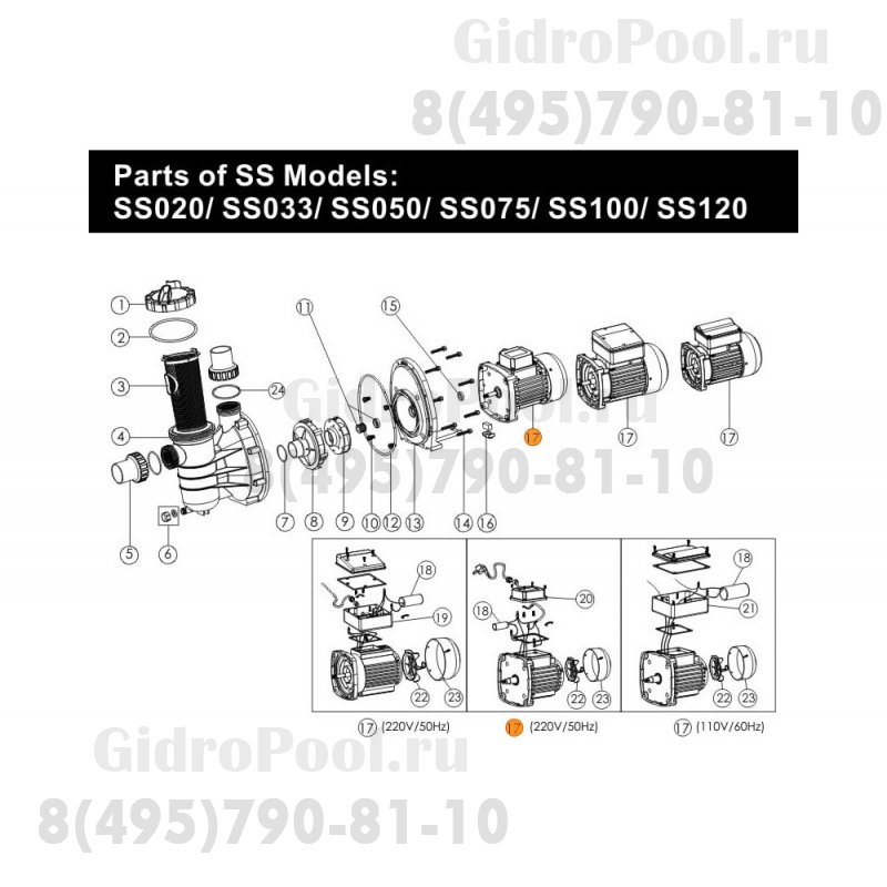 Двигатель к насосу SS020 (220В) Emaux 89022109