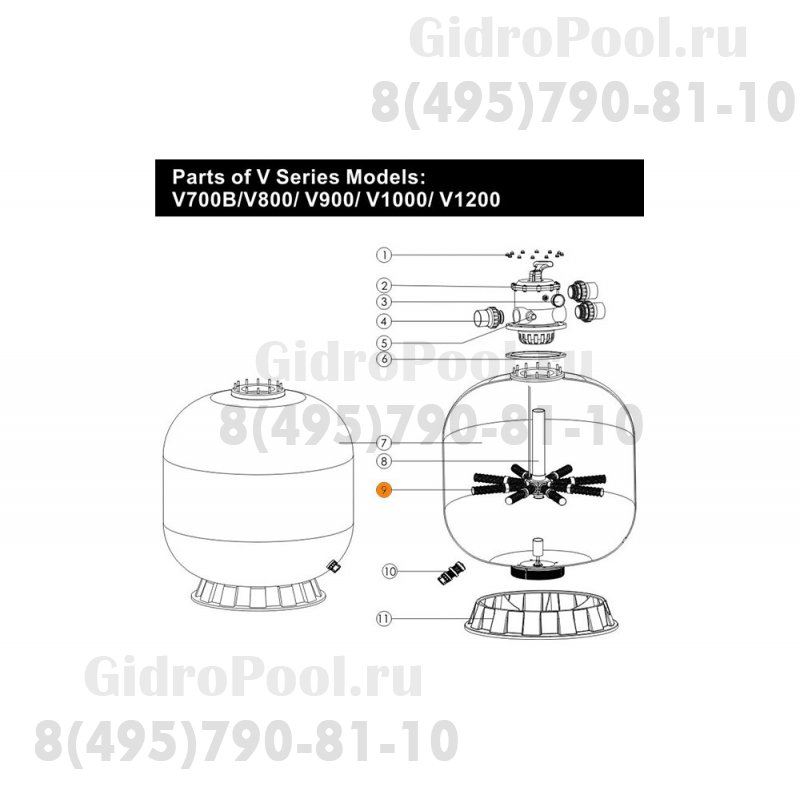 Сепаратор 185 мм фильтра V700-V1000, S700 - S1000 Emaux 01172010