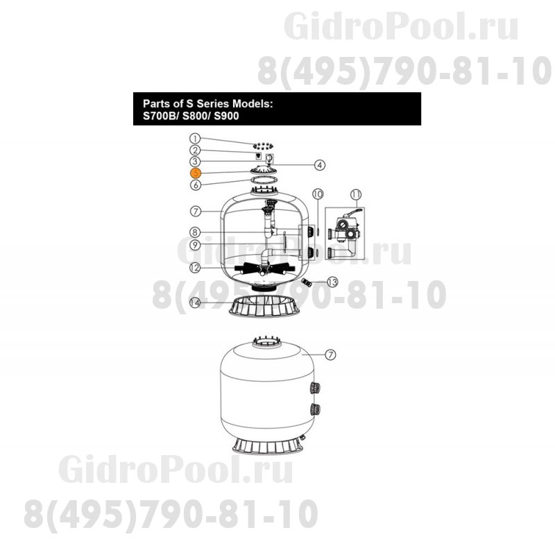 Прокладка-кольцо фланца бочки фильтра Emaux V700-V1400, S700(B), S900 FT-03-W-10/02011126
