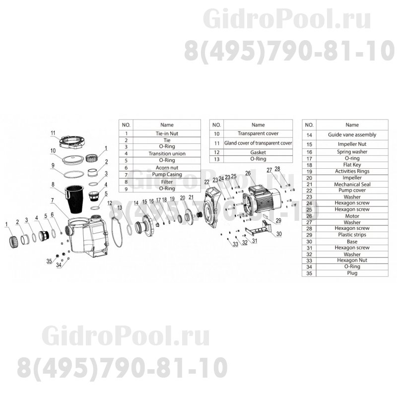 Насос (2,2кВт 220B 31,6 м3/ч h 8м в.ст.) Mayer Schwimmbad LX SGB300