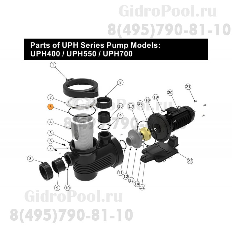 Прокладка-кольцо крышки префильтра насоса UPH/APS550/750 Emaux 111010040