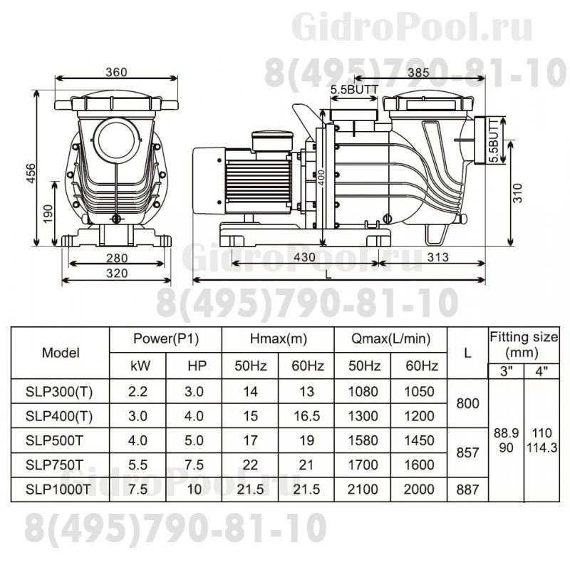 Насос (4кВт 380B 85 м3/ч h 10м в.ст.) Mayer Schwimmbad LX SLP500T