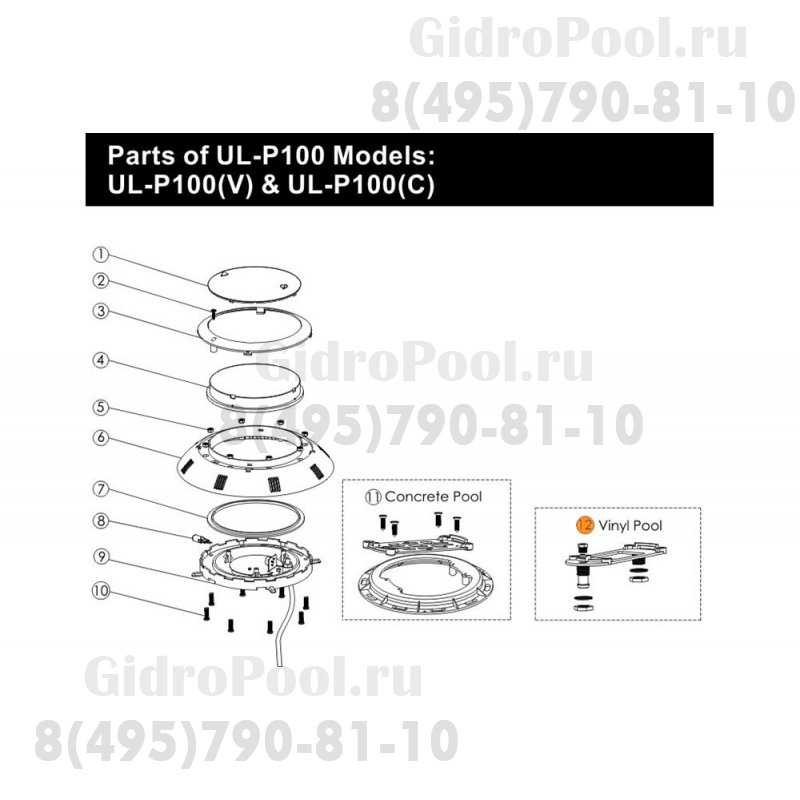Комплект установ. к прожектору Emaux (Opus) LED P-100 (пленка) 89044501/Е040202
