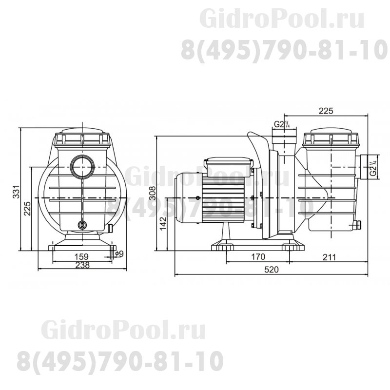 Насос (1,5кВт 380B 25,5 м3/ч h 8м в.ст.) Mayer Schwimmbad LX SGM200T