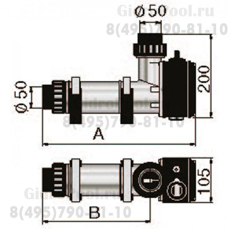 Водонагреватель 9 кВт Pahlen корпус пластик, тэн Incoloy825 д/п, термостат,реле перегрева,муфты d50