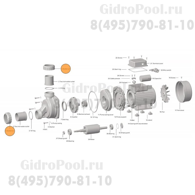 Гайка муфты d50 насоса HFC 02/HSPA Happy Pump