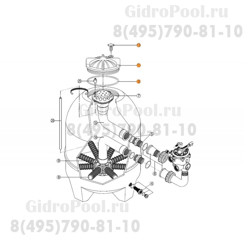Крышка бочки фильтра BALEAR BL с прокладкой Kripsol RFD0101.10R/RRFI0001.02R