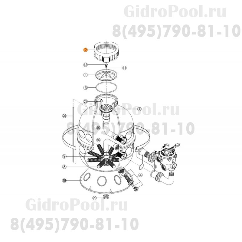 Муфта резьбовая фланца бочки фильтра GRANADA Kripsol RGR 020.A/RRFI0002.00R