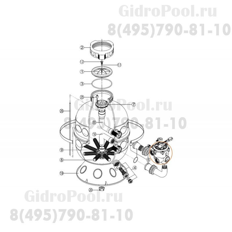 Вентиль 6-ти поз. (боковой 1 1/2