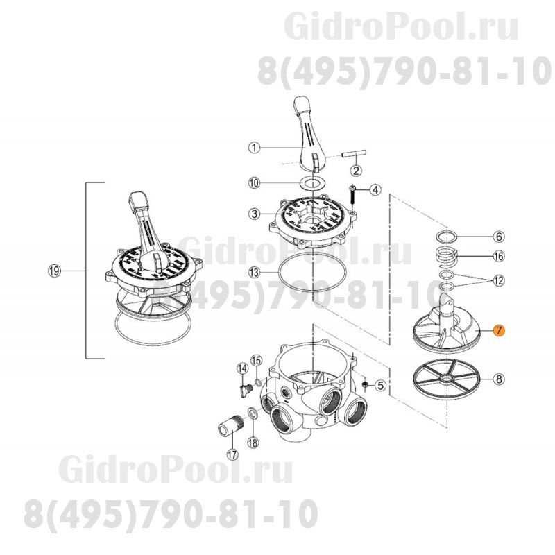 Клапан переключения режимов 6-ти поз. вентиля (1 1/2