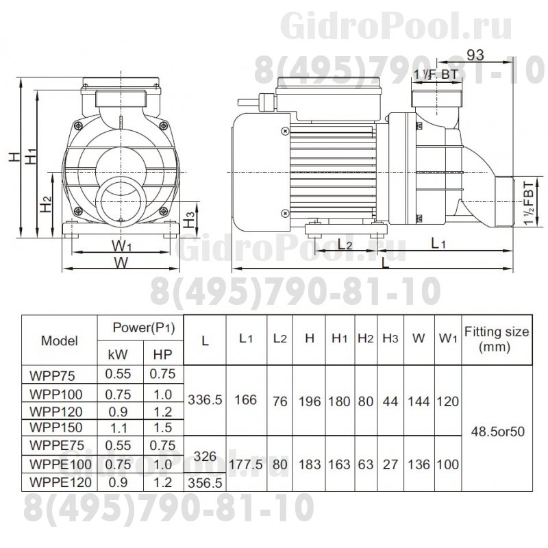Насос (0,75кВт 220B 15,5 м3/ч h 6м в.ст.) Mayer Schwimmbad LX WPPE100