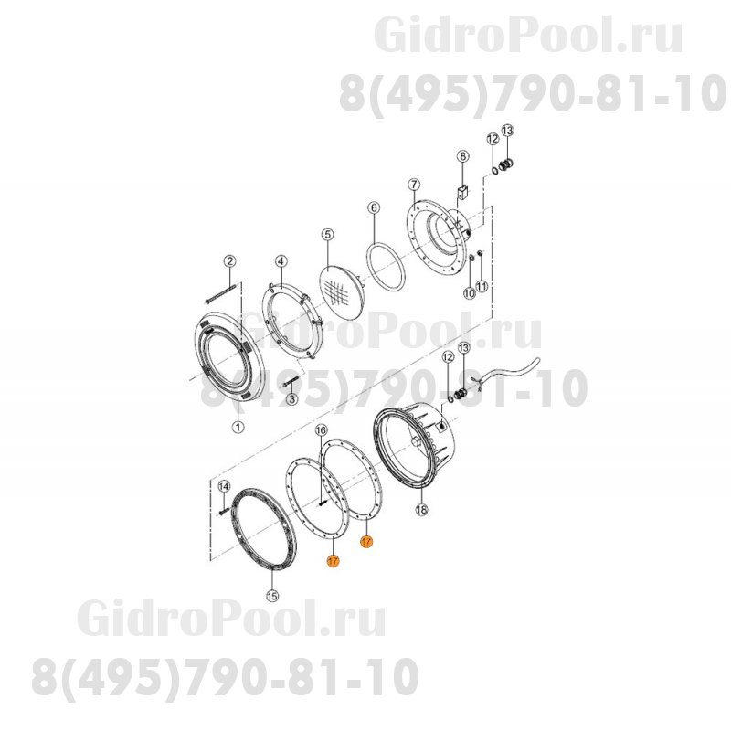 Прокладка фланца резиновая для прожект.PLM-300,PLM-312(2шт.)Kripsol RPR 120.A/1719.00R/RUWL0017.00R