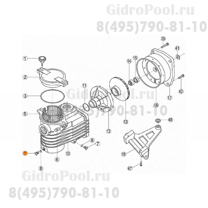 Винт сливной префильтра насосов OK,NK,KS,KAP с прокладкой Kripsol RKS 195.A/7