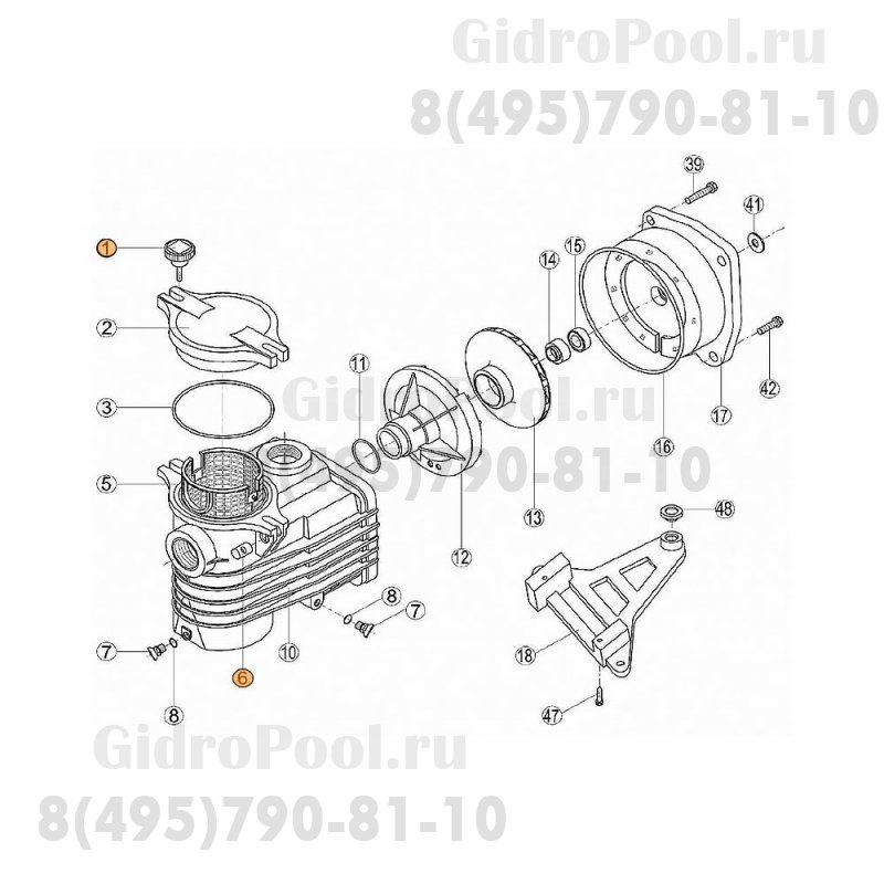 Болт с гайкой крышки префильтра насоса OK Kripsol RPUM0001.01R