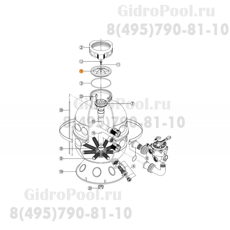 Крышка бочки фильтра GRANADA GL Kripsol RGR 010.A/RRFI0001.00R