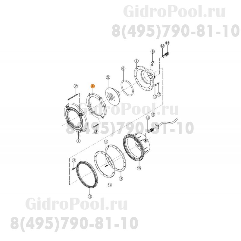 Фланец ответный крышки контактов лампы прожекторов PHM-300, PLM-300 Kripsol RPN 040.A/RUWL0004.00R