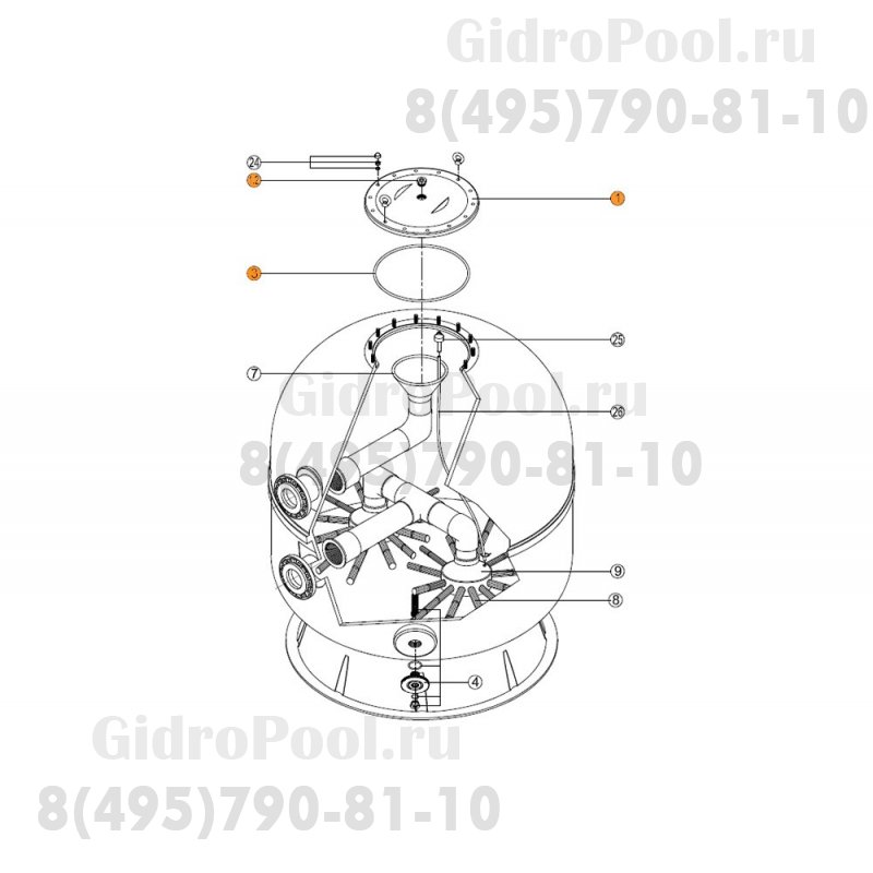 Крышка бочки фильтра Artik (д.1050мм-1800мм) с прокладкой Kripsol RCFI0001.01R