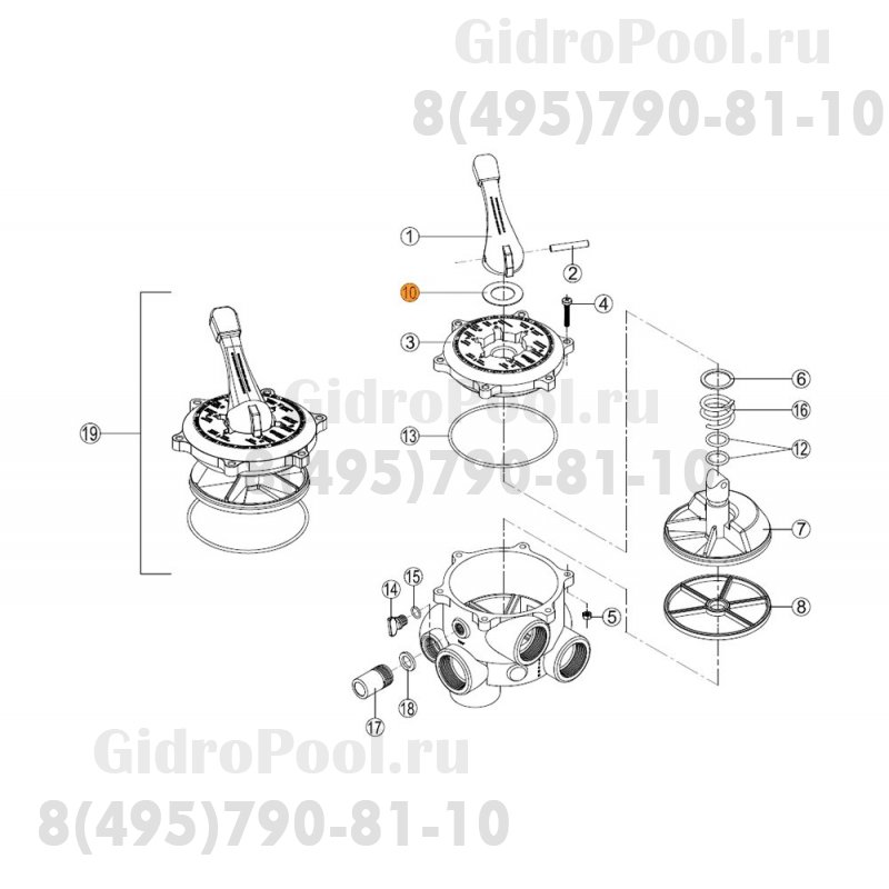 Шайба скольжения ручки переключения режимов 6-ти поз. вентиля Kripsol RMVA0010.00R