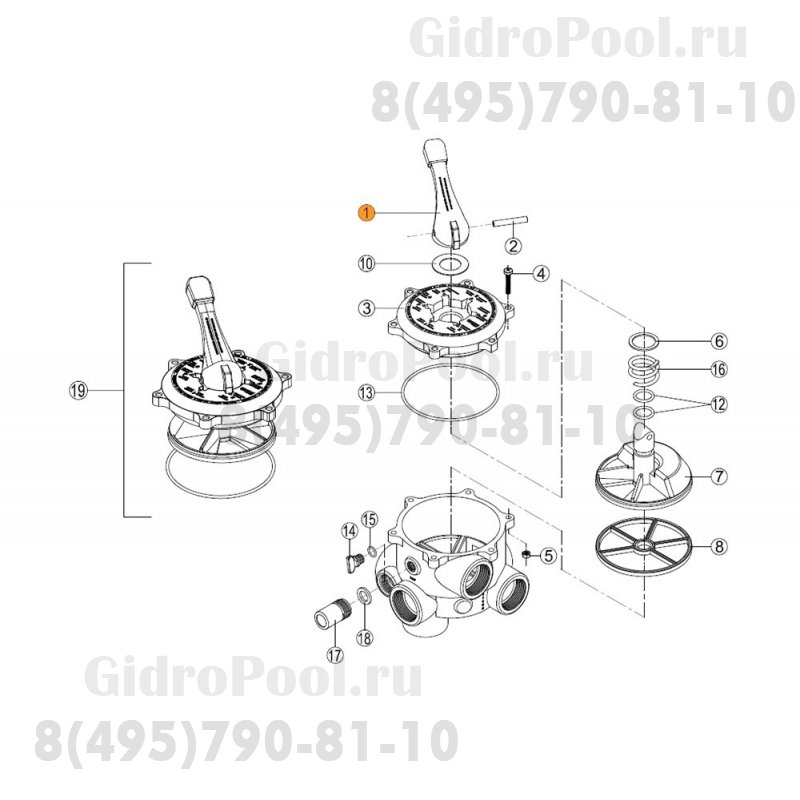 Ручка переключения режимов 6-ти поз вентиля (1 1/2