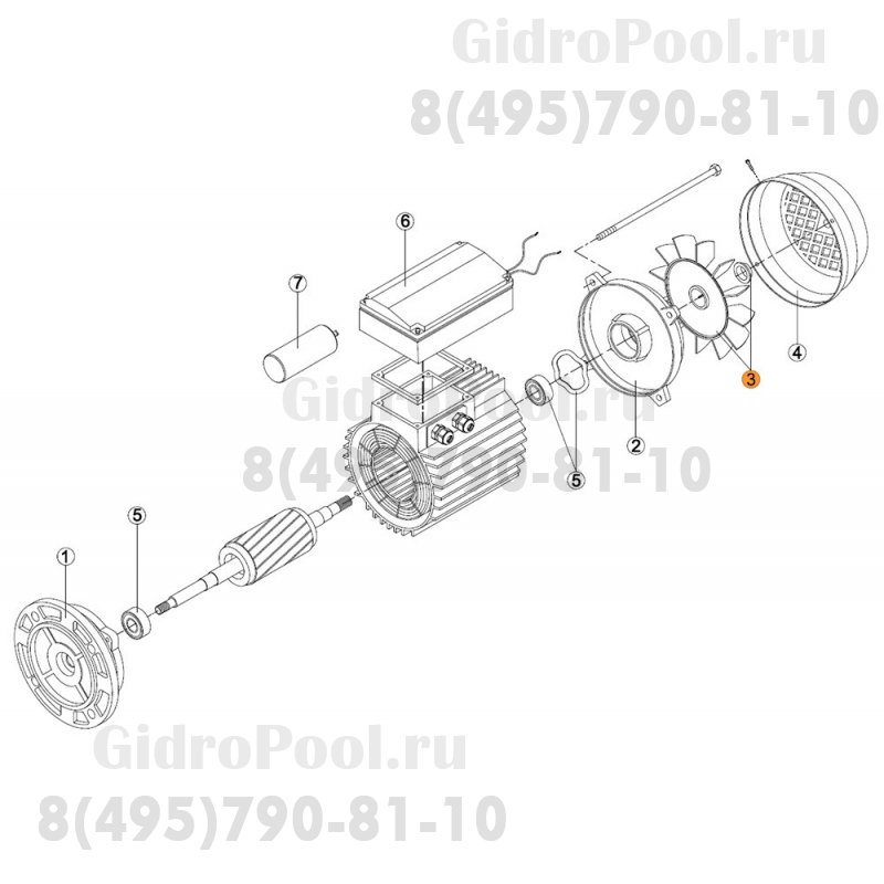 Вентилятор эл. двигателя насоса KA/KAP-550 д.24мм(MEC-100) Kripsol (7405.A/RBM1030.52R/RMOT0003.05R)