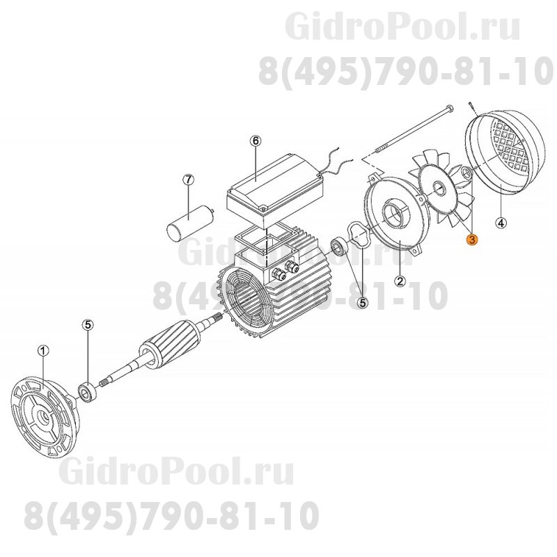 Вентилятор эл.двигателя насоса KAN-750 RBM1030.62R/RMOT0003.06R
