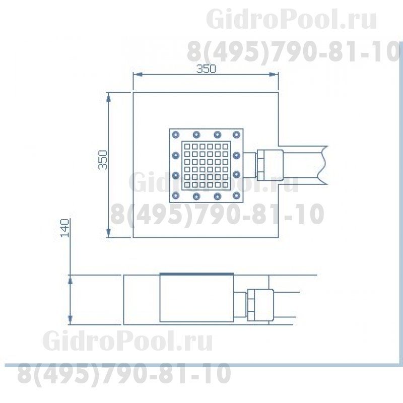 ДОННЫЙ СЛИВ КВАДРАТНЫЙ 250х250 мм