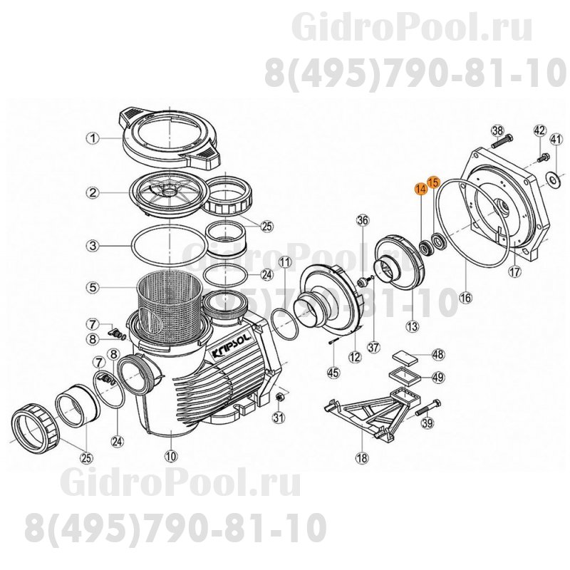 Сальник (из 2-х ч.) насоса KRF, KRB Kripsol RKR 200.A/RPUM1415.04R