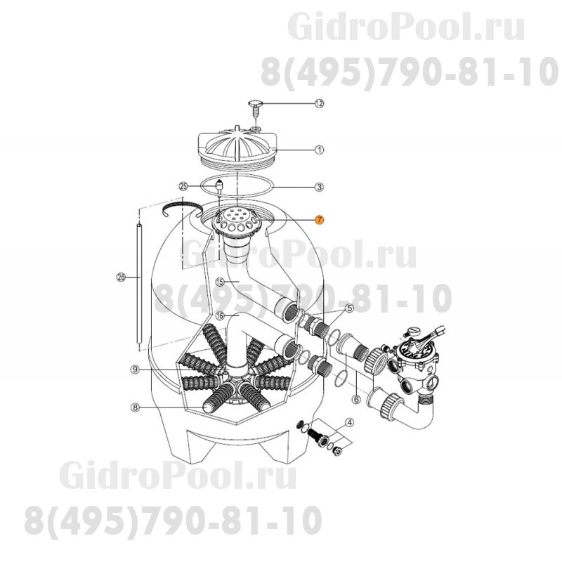 Диффузор фильтра (бок.подсоед.) BALEAR BL, GRANADA GL Kripsol R075 DF.R/RRFI0007.00R