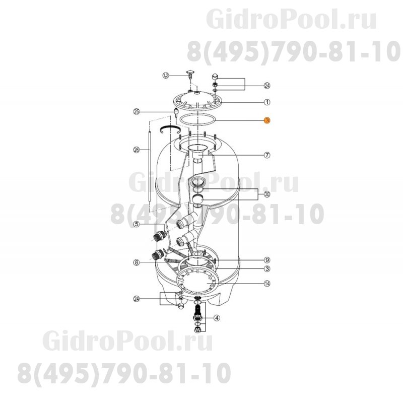 Прокладка-кольцо крышки бочки фильтра San Sebastian SSB Kripsol RBR 030.A/RFD0100.11R/RRFI0003.01R