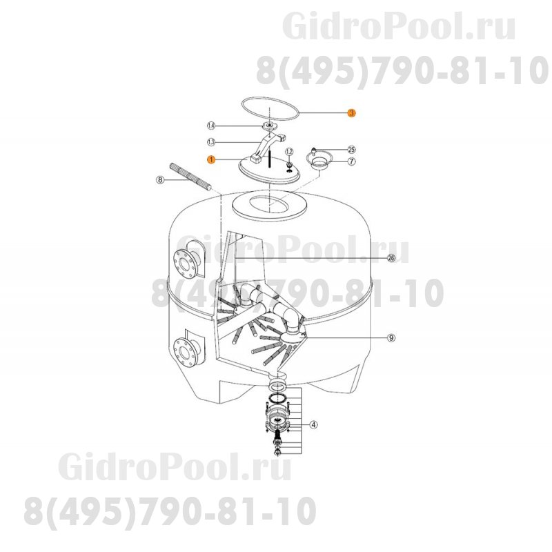 Крышка бочки фильтра BRASIL с прокладкой Kripsol RCFI0001.06R