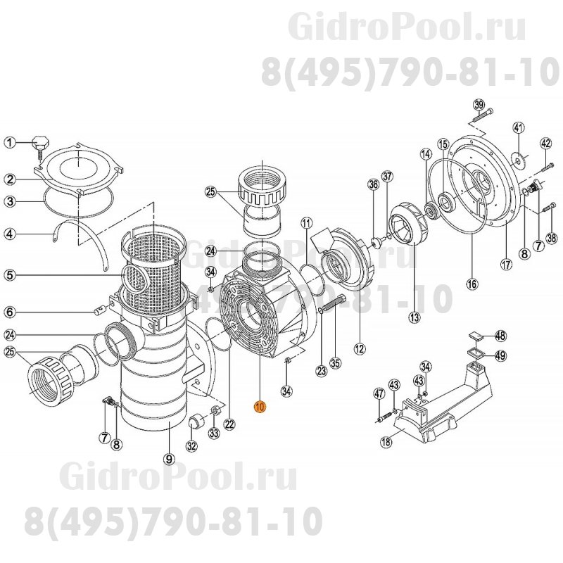 Корпус насоса KAN 750/1000/1020/1270 н.о. Kripsol RPUM0010.08R/RBH0010.07R