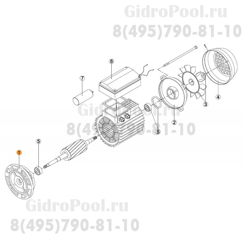 Крышка передняя эл.двигателя KA/KAP-550 (МЕС -100) Kripsol М2.7006R/RBM1010.50R/RMOT0001.05R