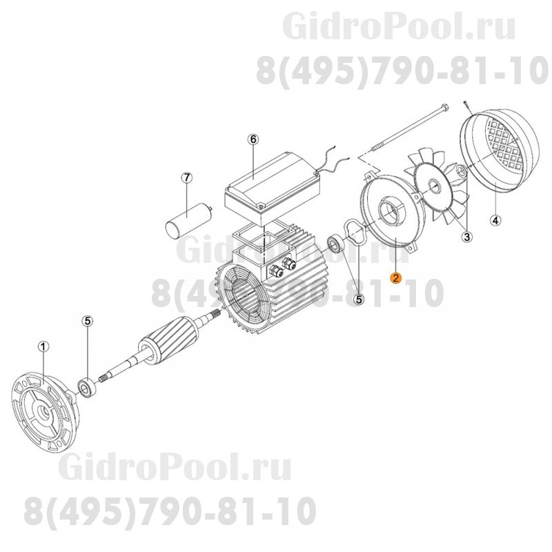 Крышка задняя эл.двигателя насоса KA/KAP-550 (МЕС -100) Kripsol (7305.A)/RBM1020.52R/PMOT0002.05R