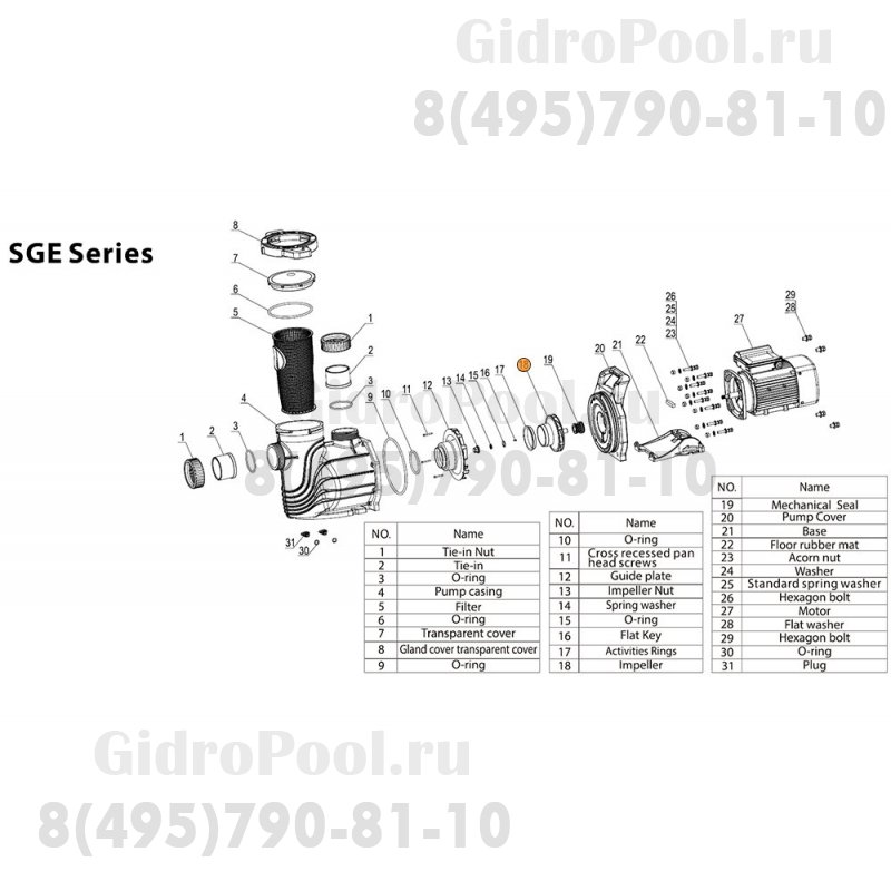 Рабочее колесо насоса SGE300T Mayer Schwimmbad LX A03070169