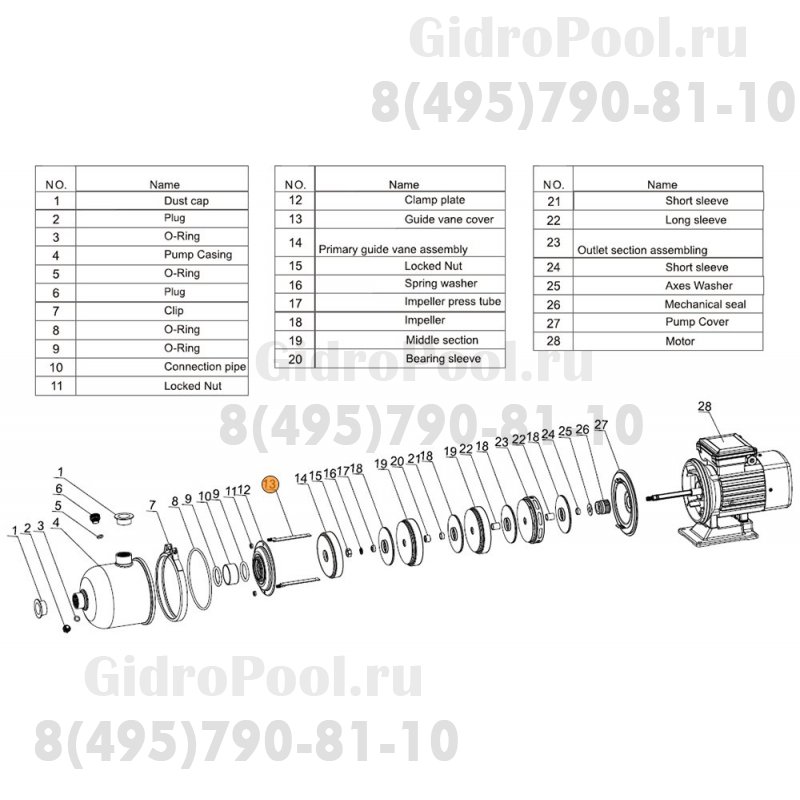Планка фиксатор аппарата направляющего насоса CMF4-60-H24 Mayer Schwimmbad LX A32010015